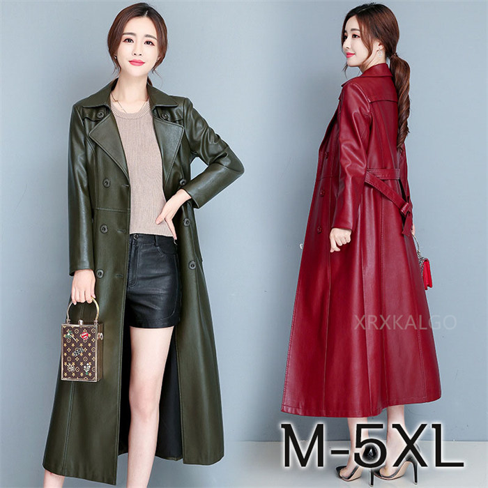 韓国製 ブラック ステッチデザイン ペイズリー柄 マキシ丈 ロングレザーコート 韓国製 ブラック ステッチデザイン ペイズリー柄 マキシ丈