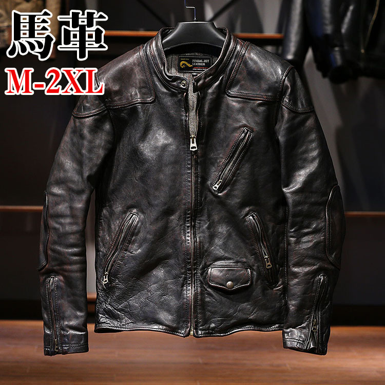 レザージャケット ライダースジャケット 柔らかい馬革 バイクジャケット 本革 革ジャン ホースレザー メンズファッション M～3XL 本革ジャケット ギフト プレゼント 父の日 アウター ライダースジャケット バイク 防風 防寒 レザー お洒落 メンズ 大きいサイズ