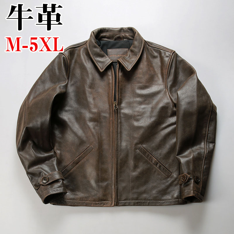 【SALE10%OFF&5倍ポイント】レザージャケット ライダースジャケット 牛革 バイクジャケット 立ち襟 本革 革ジャンM～4XL 本革ジャケット ブラック カウレザー 父の日 アウター ライダース防風 防寒 レザー お洒落 メンズ 大きいサイズ