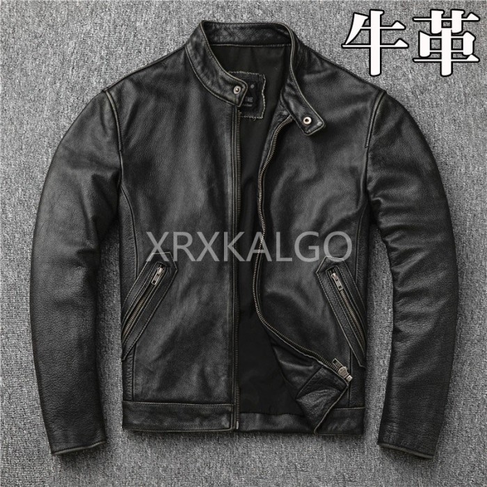 レザージャケット ライダースジャケット 牛革 バイクジャケット 立ち襟 中綿 本革 革ジャン メンズファッション S～4XL 本革ジャケット グレー カウレザー 父の日 アウター ライダース ライダースジャケット バイク 防風 防寒 レザー お洒落 メンズ 大きいサイズ｜つげ村shop