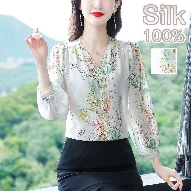 【SALE10%OFF】シルクシャツ ブラウス シルク100% 半袖 五分袖 シルクシャツ オシャレ レディースシャツ スタンドカラーシャツ シワになりにくい 滑らか カジュアル 夏 トップス インナー 大人 通勤 OL フォーマル 入園式 入学式 母の日 30代 40代 50代 プレゼント ギフト