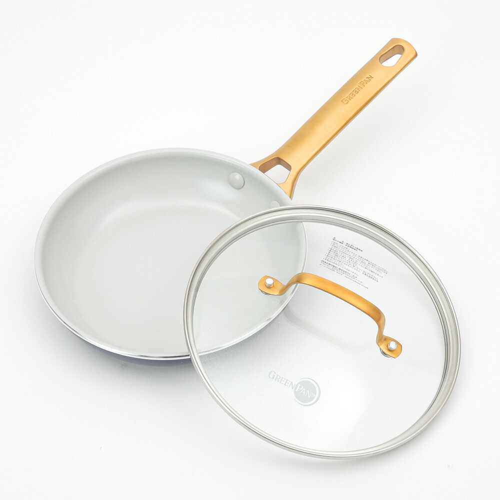 グリーンパン フライパン 20cm ガラス蓋セット GREENPAN パドヴァコレクション ピンク/ダークブルー/クリームホワイト【IH・ガス火対応】セラミックコーティング 自然素材 エシカルフライパン脱フ