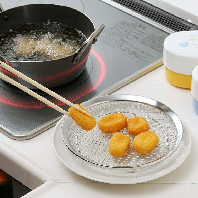 楽天市場】カラッと油切り皿 大 ステンレス浅ざる 日本製 油切り皿