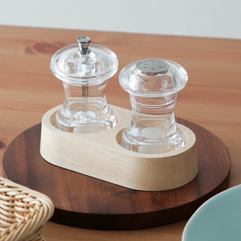 楽天市場】アクリルペッパーミル＆ソルトシェーカートレイ付きセット