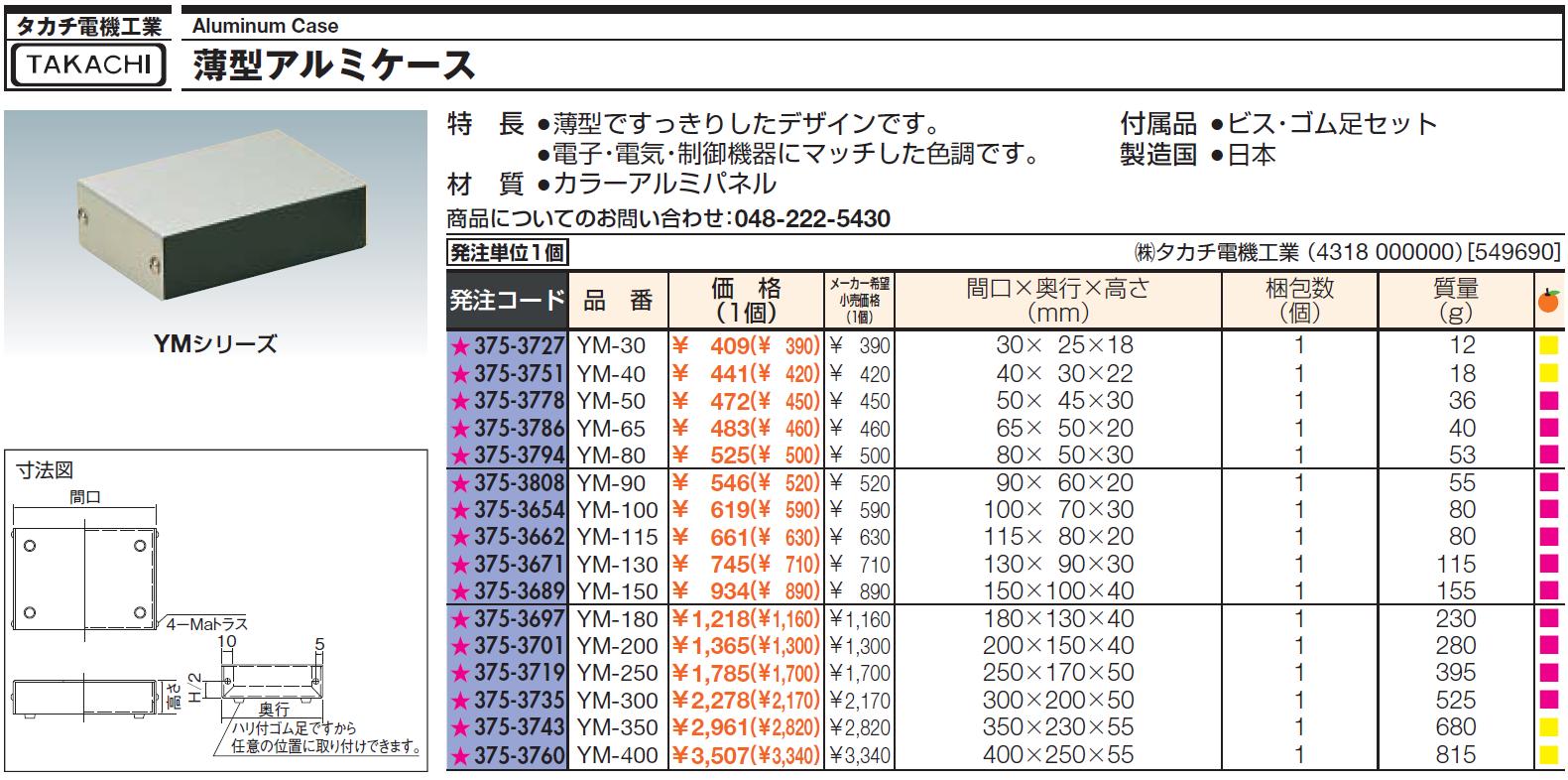 タカチ電機工業 OS型アルミサッシケース 1台 OS199-43-43SS：Shop de