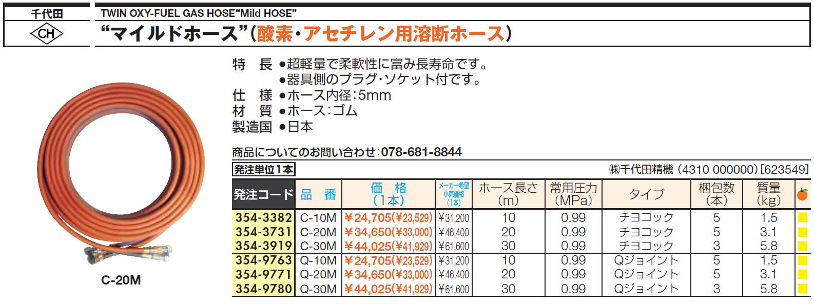 がございま 千代田精機 千代田 マイルドホース Ｃ−２０Ｍ １本 （メーカー直送） ぱーそなるたのめーる - 通販 - PayPayモール やむをえず  - shineray.com.br