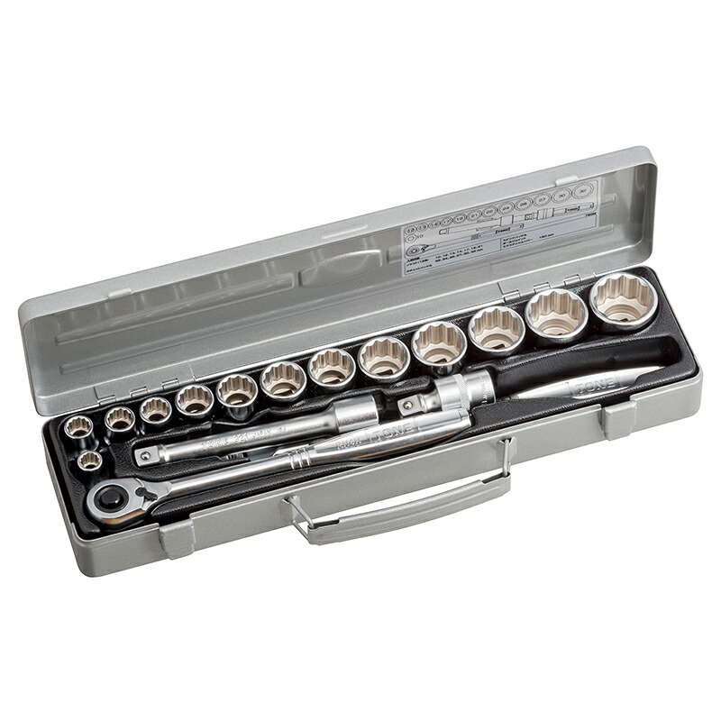 [ソケットレンチセット]【送料無料】ＴＯＮＥ（株） ＴＯＮＥ ソケットレンチセット 差込角１２．７ｍｍ １７点セット １２角（１０ｍｍ～） 760M 1S【116-5763】【北海道・沖縄送料別途】【smtb-KD】