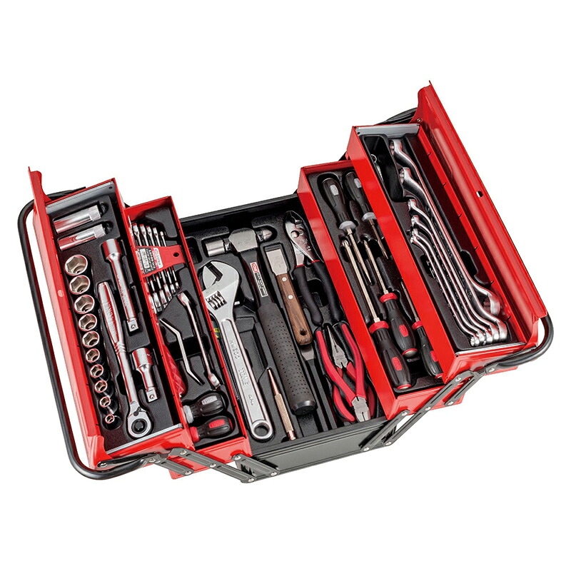 [整備用工具セット]【送料無料】ＴＯＮＥ（株） ＴＯＮＥ　ツールセット（オートメカニック用）　５６ｐｃｓ　700AD 1S【369-7126】【北海道・沖縄送料別途】【smtb-KD】｜ものづくりのがんばり屋