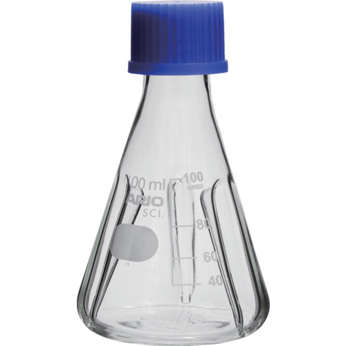 [フラスコ]ハリオサイエンス（株） ＨＡＲＩＯ　バッフル付きねじ口三角フラスコ　１００ｍＬ BNSF-100-SCI 1個【601-2856】