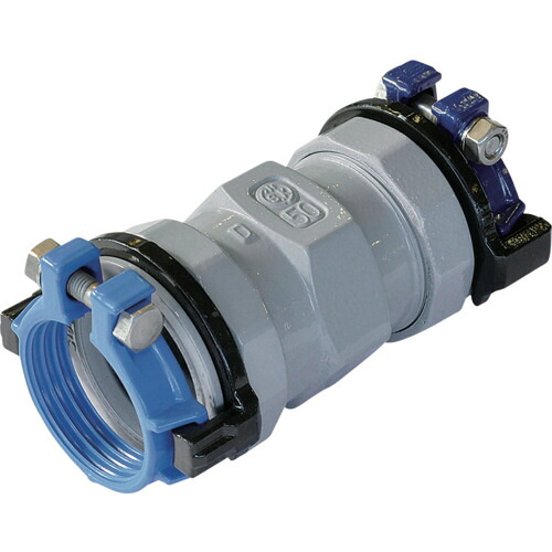 [水道配管用継手]（株）川西水道機器 ＳＫカワニシ　高密度ポリエチレン管×塩ビ管用異種管継手　ＳＫＸソケット　ＩＳＯ－Ｐ５０×Ｖ５０ SKX-S-ISO-P50XV50 1個【674-0178】