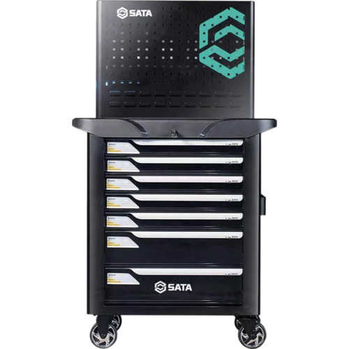 ★[持続用物の具書き割り]ＳＡＴＡ社 ＳＡＴＡ ７段巻き押し入れ 黒 A95107-BL 1台【679-3515】【代引不可商いもの】