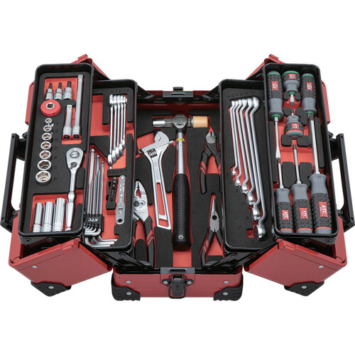 ★[整備用工具セット]京都機械工具（株） ＫＴＣ 工具セット（両開きメタルケースタイプ）［５６点］ SK3562WZR 1Ｓ【682-9003】【代引不可商品】