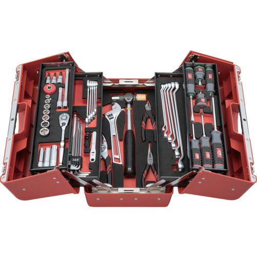 ★[整備用工具セット]京都機械工具（株） ＫＴＣ 工具セット（両開きプラハードケースタイプ）［５６点］ SK3561P 1Ｓ【682-9004】【代引不可商品】