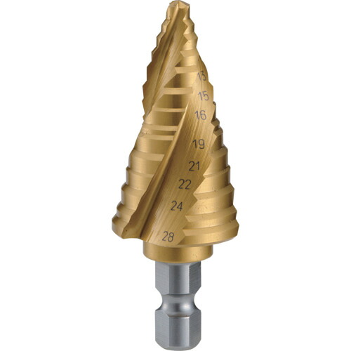 [ステップドリル（ストレートシャンクタイプ）]トラスコ中山（株） ＴＲＵＳＣＯ ステップドリル ３枚刃チタンコーティング ６～３３ｍｍ 段数１１ 3S-NMS-33GA 1本【687-6899】