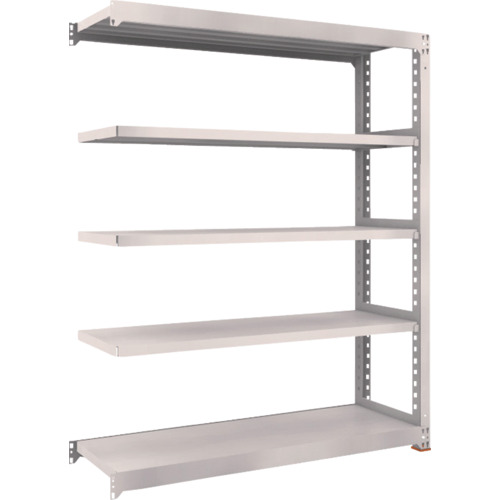 ★[スチール製中量ボルトレス棚]トラスコ中山（株） ＴＲＵＳＣＯ スチールラック Ｍ５型中量棚 １８００×９２１×Ｈ１２００ ５段 連結 免震樹脂ベース付 ネオグレー ネオグレー M5-4695BSFC 1台【692-2161】【代引不可商品】