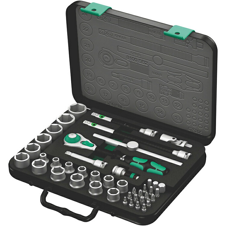 [ソケット鍵仕掛ける]【貨物輸送無料】Ｗｅｒａ社 Ｗｅｒａ ８１００ＳＢ２ サイクロップラチェットセット ３／８ 003594 1S【437-1372】【北海道・沖縄貨物輸送別途】【smtb-KD】