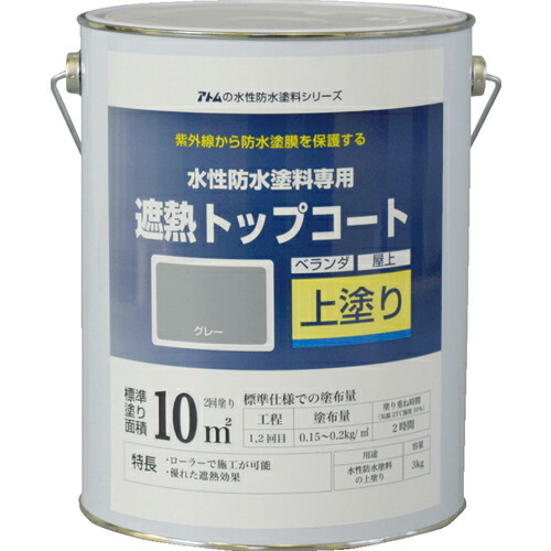 [遮熱絵の具]原子受け支える（株） 原子絵の具 水溶性雨合羽絵の具専用遮熱上張り ３ｋｇ 遮熱薄墨色 00001-23050 1缶【207-4534】
