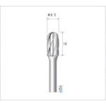 ■[超硬バー]（株）ナカニシ ナカニシ 超硬アルミカッター 円筒先丸型 アルミカット φ９．５×１９×軸φ６ 26812 1本【476-4242】【代引不可商品】【メール便1個まで対象商品】