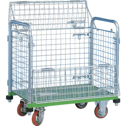 [金網台車]（株）神戸車輛製作所 カンベ メッシュパックロール標準１段タイプ 四方囲い上フタ付き 637A 1台【855-0515】【代引不可商品】【別途運賃必要なためご連絡いたします。】