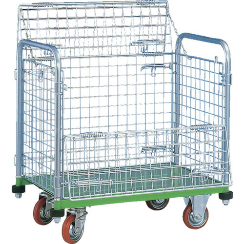 [金網台車]（株）神戸車輛製作所 カンベ メッシュパックロール標準１段タイプ 四方囲い上フタ付き 637B 1台【855-0516】【代引不可商品】【別途運賃必要なためご連絡いたします。】
