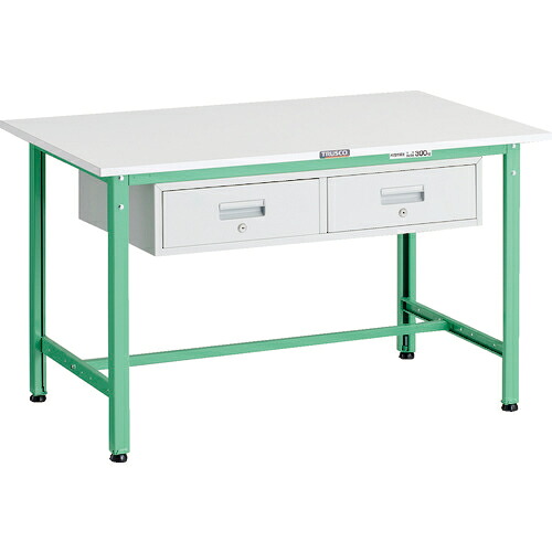[軽量作業台（ＡＥ型３００ｋｇタイプ）]【送料無料】ＴＲＵＳＣＯ 軽荷重作業台（３００ｋｇ）ＡＥ型 １２００Ｘ７５０ＸＨ７４０ ２列引出付 ヤンググリーン色 1台【代引不可商品・メーカー直送】【北海道・沖縄送料別途】【smtb-KD】【お取り寄せ品】｜ものづくりのがんばり屋 40,460円
