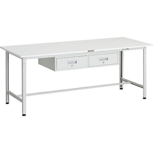 [軽量作業台（ＡＥ型３００ｋｇタイプ）]【送料無料】ＴＲＵＳＣＯ 軽荷重作業台（３００ｋｇ）ＡＥ型 １８００Ｘ７５０ＸＨ７４０ ２列引出付 ホワイト色 1台【代引不可商品・メーカー直送】【北海道・沖縄送料別途】【smtb-KD】【お取り寄せ品】｜ものづくりのがんばり屋