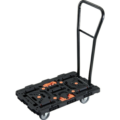 ★[樹脂製平台車（連結タイプ）]トラスコ中山（株） ＴＲＵＳＣＯ 連結式樹脂製平台車 ビートル ７００Ｘ４５０ 自在３輪 脱着式ハンドル付 とめたろう付 BT700J3H-E100T 1台【代引不可商品】