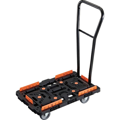★[樹脂製平台車（連結タイプ）]トラスコ中山（株） ＴＲＵＳＣＯ 連結式樹脂製平台車 ビートル ７００Ｘ４５０ 自在３輪 脱着式ハンドル付 コボレ止めセット付 1台【代引不可商品】