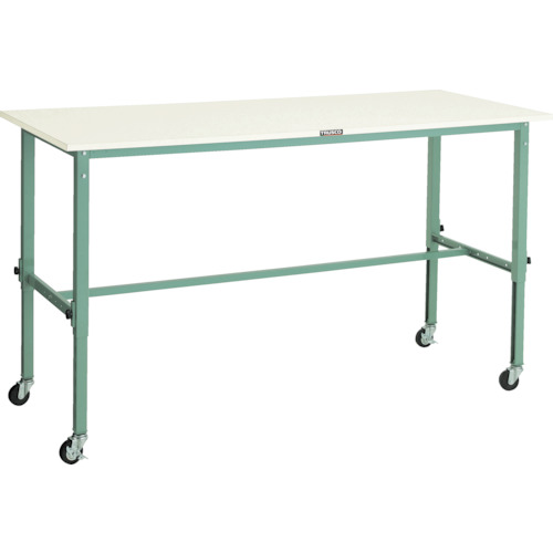 [高さ調節式作業台（ＡＥＭ型８０ｋｇタイプ）]【送込】ＴＲＵＳＣＯ 軽荷重作業台高さ調節式（８０ｋｇ）ＡＥＭ型 １８００Ｘ９００ＸＨ７１９～１０１９ φ７５キャスター付 グリーン色 1台【代引不可】【北海道･沖縄送別】【smtb-KD】【法人様のみ取扱】｜ものづくりのがんばり屋 39,051円