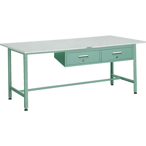 [軽量作業台（ＡＥ型３００ｋｇタイプ）]【送料無料】ＴＲＵＳＣＯ 軽荷重作業台（３００ｋｇ）ＡＥ型 １８００Ｘ９００ＸＨ７４０ ２列引出付 グリーン色 1台【代引不可商品・メーカー直送】【北海道・沖縄送料別途】【smtb-KD】【お取り寄せ品】