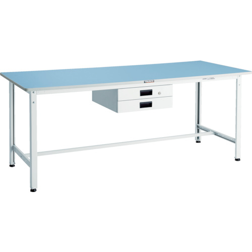 【送料無料】[軽量作業台（ＢＥ型２５０ｋｇタイプ）]ＴＲＵＳＣＯ 軽荷重作業台（２５０ｋｇ）ＢＥ型 １５００Ｘ６００ＸＨ７４０ 薄型２段引出付 ホワイト色 1台【代引不可・メー直】【北海道・沖縄送別】【smtb-KD】【法人様方のみのお取扱いとなります】