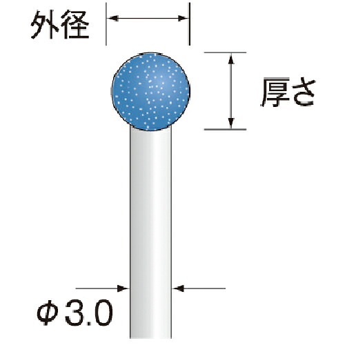 [軸付剃刀砥]管する（株） Ｍｉｎｉｍｏ 軸付剃刀砥 ＳＰＨ剃刀砥 軸径３粍 粒度＃１２０ 外径Φ３ CA3451 1PK【167-4476】