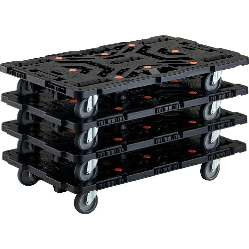 ★[樹脂製平台車（連結タイプ）]トラスコ中山（株） ＴＲＵＳＣＯ まとめ買い 連結式樹脂製平台車 ビートル ９００Ｘ６００ 自在５輪 ４台セット BT900J5-E100-M4 1Ｓ【代引不可商品】 25,787円