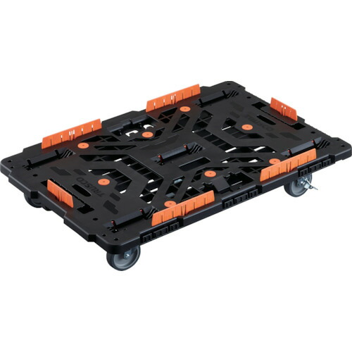 ★[樹脂製平台車（連結タイプ）]トラスコ中山（株） ＴＲＵＳＣＯ 連結式樹脂製平台車 ビートル ９００Ｘ６００ 自在５輪 内２輪ストッパー付 コボレ止めセット付 1台【236-0492】【代引不可商品】｜ものづくりのがんばり屋