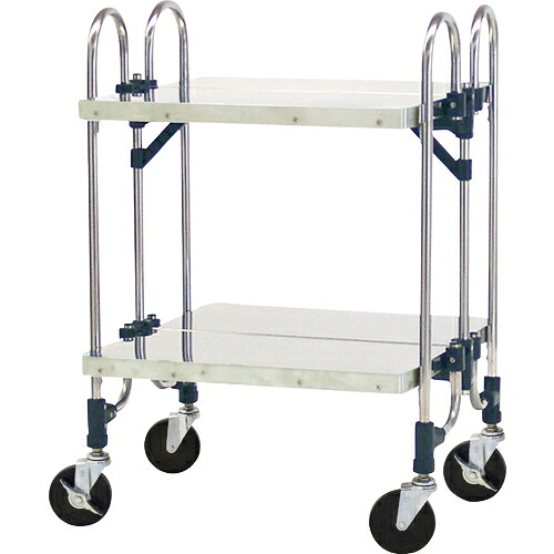 [ステンレス製ワゴン（溶接一体構造）]（株）トクヤマ トクヤマ ステンレス（ＳＵＳ４３０） 折りたたみ式ワゴン 導電仕様 FEA-2FFD 1台【125-8899】【代引不可商品】 56,785円