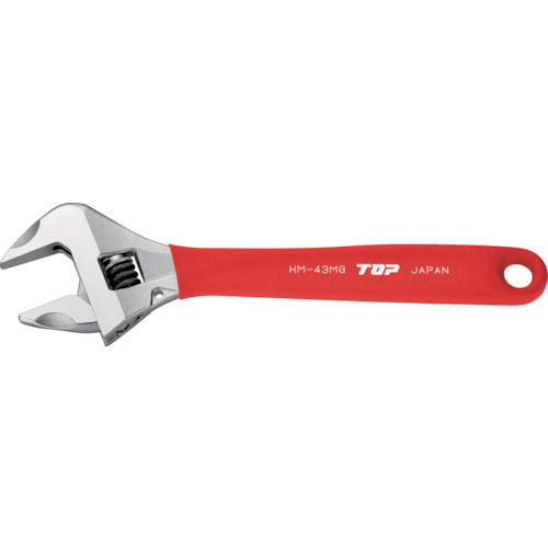 [モンキーレンチ]トップ工業（株） ＴＯＰ ワークワイド（ガタ無しモンキレンチ）グリップ付 HM-43MGR 1丁【258-0043】