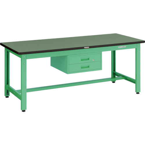 [中量作業台（ＧＷ型８００ｋｇタイプ）]【送料無料】ＴＲＵＳＣＯ 中荷重作業台（８００ｋｇ）ＧＷ型 １８００Ｘ７５０ＸＨ７４０ ２段引出付 ヤンググリーン色 1台【代引不可】【北海道･沖縄送別】【smtb-KD】【法人様方のみのお取扱いとなります】｜ものづくりのがんばり屋