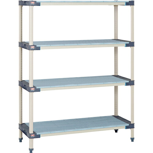 [プラスチック棚]エレクター（株） ＥＲＥＣＴＡ メトロマックス４ フラットマット＋抗菌樹脂製ポール 間口９１０ｍｍ×奥行４６５ｍｍ×高さ１３７８ｍｍ ４段 MAX4-1836F-MX54P-4 1台【別途運賃必要なためご連絡いたします。】