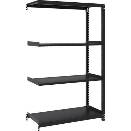 ★[スチール製軽量ボルトレス棚]トラスコ中山（株） ＴＲＵＳＣＯ スチールラック Ｍ１型ボルトレス軽量棚９００Ｘ４２０ＸＨ１５００ ４段 連結 サテンブラック M1-5344B-SB 1台【代引不可商品】