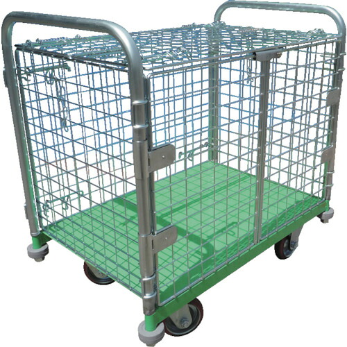 [金網台車]（株）神戸車輛製作所 カンベ メッシュパックロール観音扉１段タイプ 四方囲い上フタ付き K637A 1台【855-0509】【代引不可商品】【別途運賃必要なためご連絡いたします。】