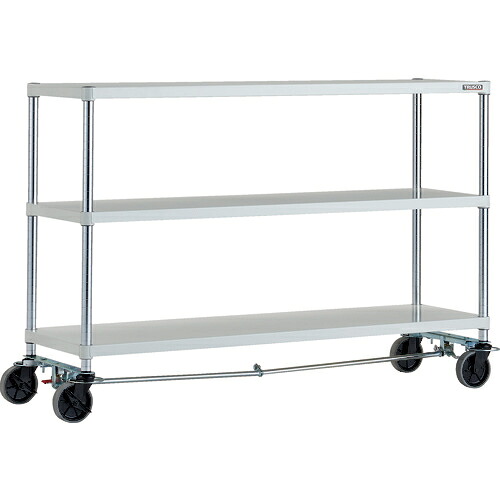[スチール製パイプ式棚（ベタ棚タイプ）]【送込】 ＴＲＵＳＣＯ スチールラック フェニックスラック １５００Ｘ４５０ ３段 Ｕ車輪４輪Ｓ付 Ｗ色 抗菌粉体塗装 1台【代引不可】【北海道・沖縄送料別途】【smtb-KD】【お取り寄せ品】