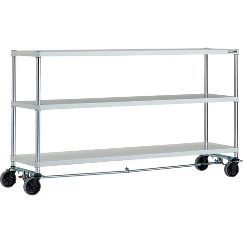 [スチール製パイプ式棚（ベタ棚タイプ）]【送込】 ＴＲＵＳＣＯ スチールラック フェニックスラック １８００Ｘ４５０ ３段 Ｕ車輪４輪Ｓ付 Ｗ色 抗菌粉体塗装 1台【代引不可】【北海道・沖縄送料別途】【smtb-KD】【お取り寄せ品】