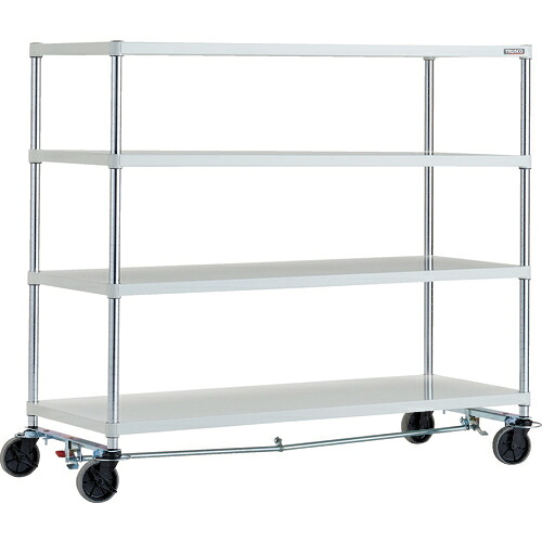 [スチール製パイプ式棚（ベタ棚タイプ）]【送込】 ＴＲＵＳＣＯ スチールラック フェニックスラック １５００Ｘ６００ ４段 Ｕ車輪４輪Ｓ付 Ｗ色 抗菌粉体塗装 1台【代引不可】【北海道・沖縄送料別途】【smtb-KD】【お取り寄せ品】｜ものづくりのがんばり屋