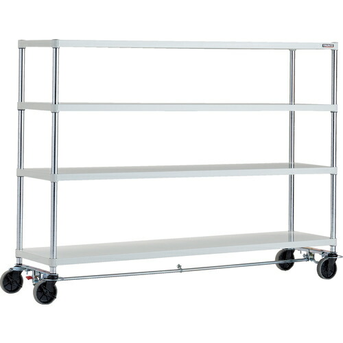 [スチール製パイプ式棚（ベタ棚タイプ）]【送込】 ＴＲＵＳＣＯ スチールラック フェニックスラック １８００Ｘ４５０ ４段 Ｕ車輪４輪Ｓ付 Ｗ色 抗菌粉体塗装 1台【代引不可】【北海道・沖縄送料別途】【smtb-KD】【お取り寄せ品】
