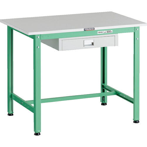 [軽量作業台（ＡＥ型３００ｋｇタイプ）]【送料無料】ＴＲＵＳＣＯ 軽荷重作業台（３００ｋｇ）ＡＥ型 ９００Ｘ６００ＸＨ７４０ 薄型１段引出し付 ヤンググリーン色 1台【代引不可商品・メーカー直送】【北海道・沖縄送料別途】【smtb-KD】【お取り寄せ品】