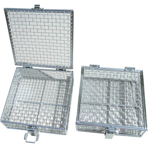 [ステンレスカゴ]【送料無料】（株）オオモリ オオモリ 蝶番蓋付バスケット中 １５０×１５０×１００ OM1054-51 1個【368-7758】【北海道・沖縄送料別途】【smtb-KD】