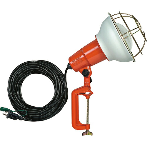 [投光器]（株）ハタヤリミテッド ハタヤ　防雨型作業灯　リフレクターランプ３００Ｗ　１００Ｖ接地付１０ｍ　バイス付　RE-310K 1台【370-4173】