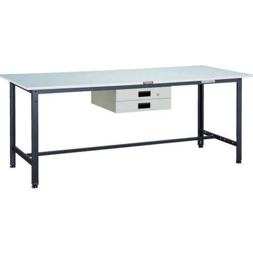 [軽量作業台（ＡＥ型３００ｋｇタイプ）]【送料無料】ＴＲＵＳＣＯ 軽荷重作業台（３００ｋｇ）ＡＥ型 １８００Ｘ９００ＸＨ７４０ 薄型２段引出付 ダークグレー色 1台【代引不可・メー直】【北海道･沖縄送別】【smtb-KD】【法人様方のみお取扱い】｜ものづくりのがんばり屋