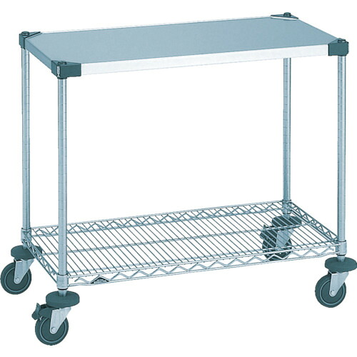 [ステンレス鋼製手押し車（ボルトレスタイプ）]エレクター（株） ＥＲＥＣＴＡ ワーキング手押し車１型 間口９１１粍×奥ぶかさ６１４粍×高さ９２３粍 ２段 NWT1E 1台【456-4898】【代引不可商いもの】【別途交通費止むを得ずな利益ご申しつたえるいたします。】