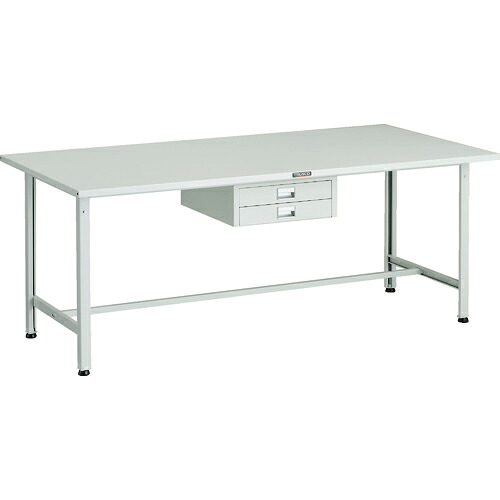 [軽量作業台（ＡＥ型３００ｋｇタイプ）]【送料無料】ＴＲＵＳＣＯ 軽荷重作業台（３００ｋｇ）ＡＥ型 １８００Ｘ９００ＸＨ７４０ 薄型２段引出し付 ホワイト色 1台【代引不可商品・メーカー直送】【北海道・沖縄送料別途】【smtb-KD】【お取り寄せ品】｜ものづくりのがんばり屋